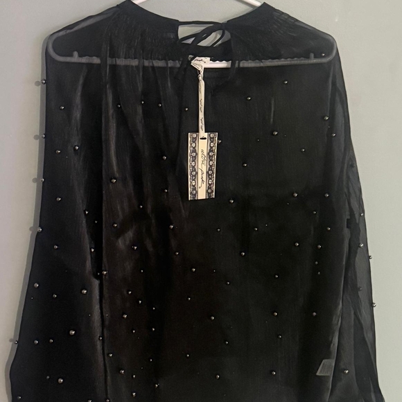 Ultra Pink Tops - Ultra Pink Elegant Black Beaded Blouse
